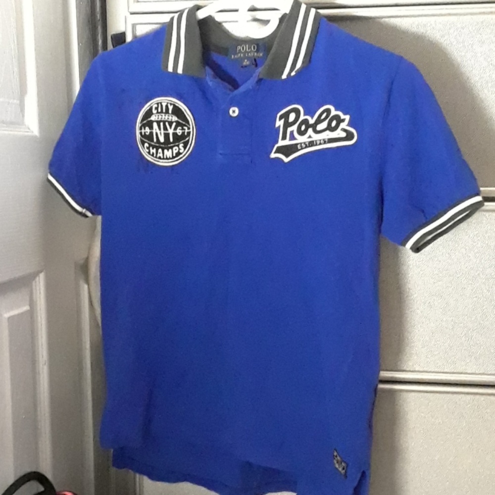 Blue and black polo shirt